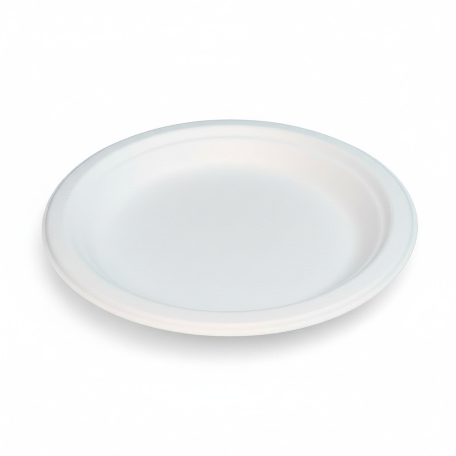 EcoPrime 7 inch round compostable bagasse plate