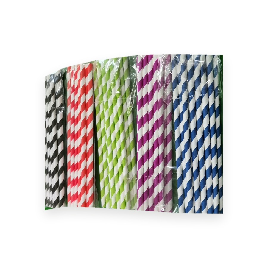 EcoPrimé striped paper straws in five colours
